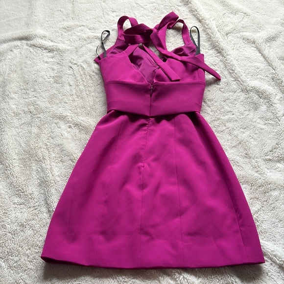 Bebe Magenta Mini Dress with Rhinestone Belt | Size 2 | Statement Party Look - Picture 7 of 8